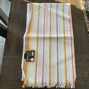 Vintage Morgan Jones Yellow Orange Brown Striped Kitchen Dish Towel MCM Fall NEW